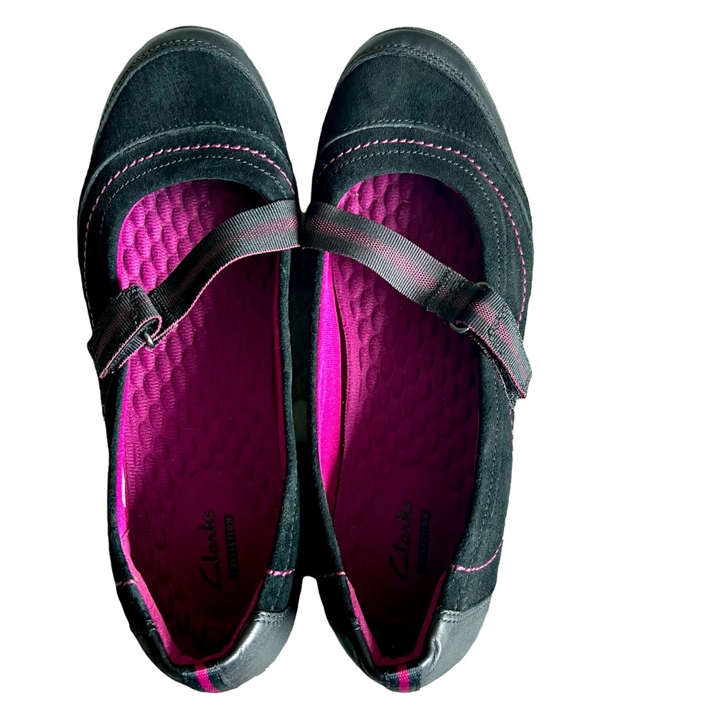 Clarks Women’s Haley Braeburn Mary Jane Black Flat Slip On Shoes size 10M